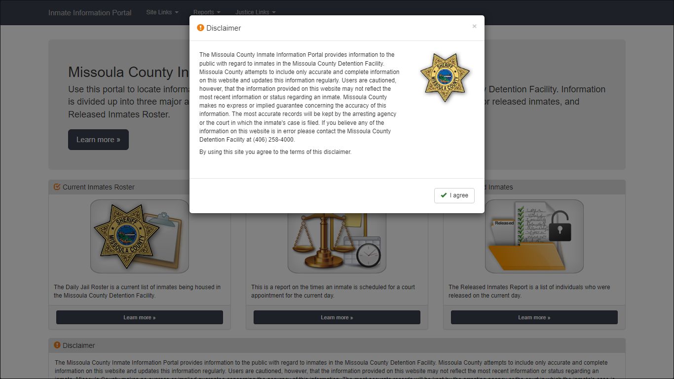 Home Page - Missoula County Inmate Information Portal