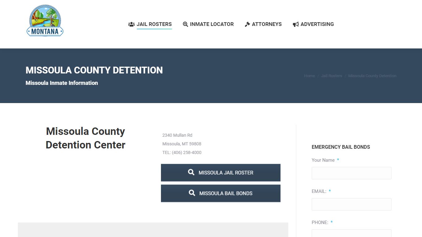 Missoula County Detention - MONTANA JAIL ROSTER